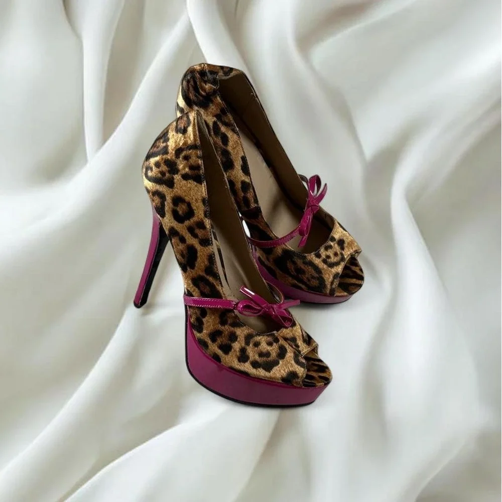 Mix No 6 leopard print pink mary jane platform pump heels y2k mcbling euro fairy